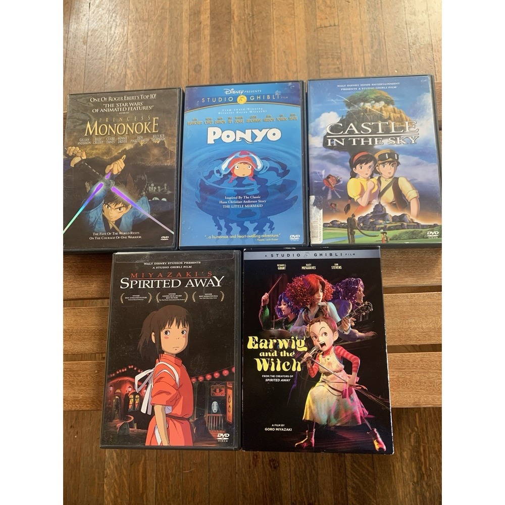 Studio Ghibli Movie DVD Lot Spirited Away Castle Sky Earwig Ponyo Mononoke Anime